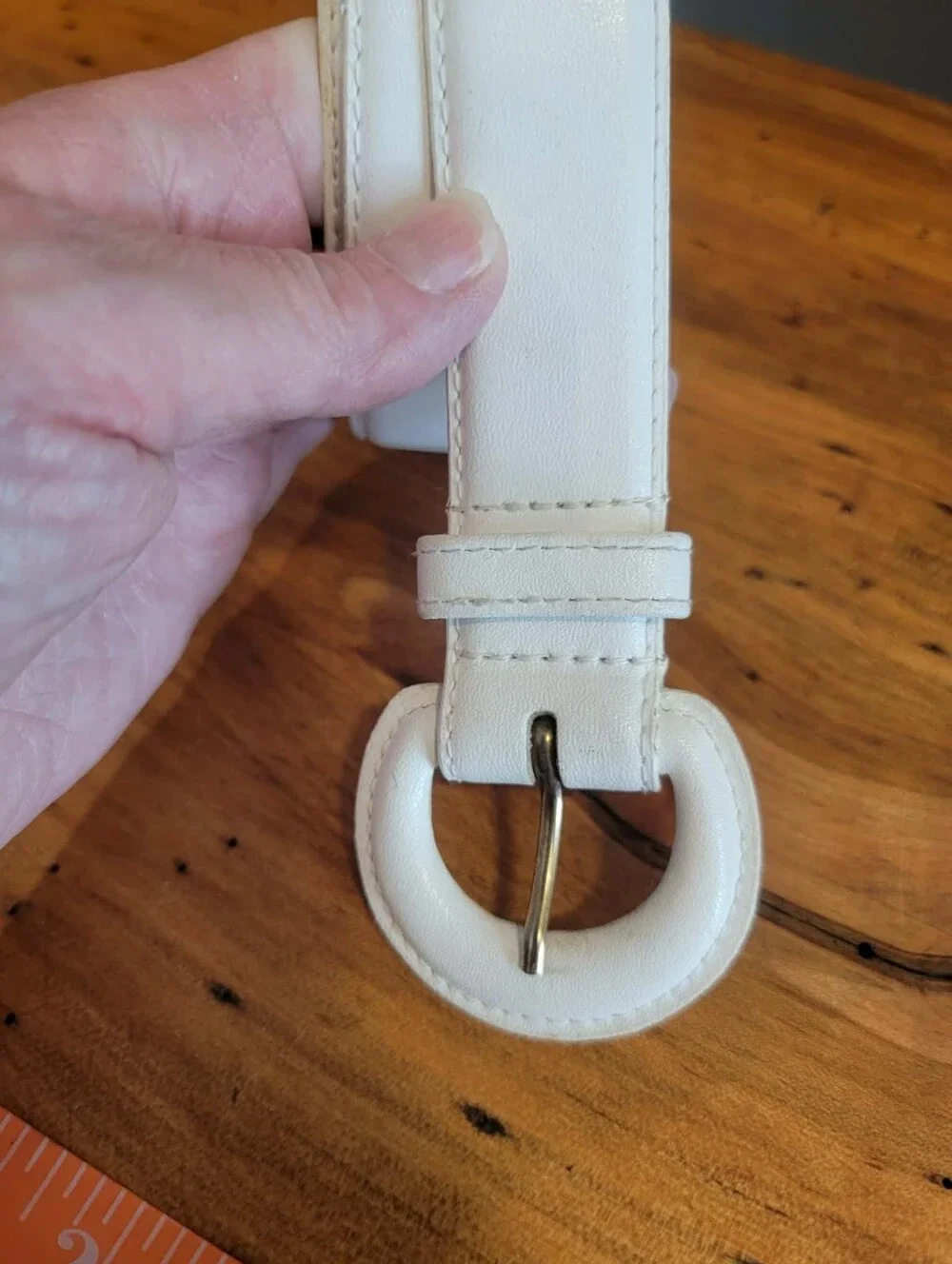 Kelly & Lang White Leather Belt Sz M